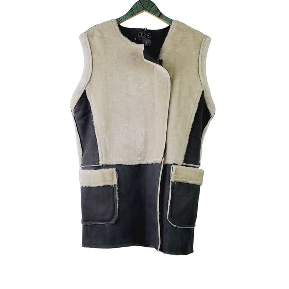 Pol Faux Leather Suede Fur Zippered Vest Sz S NWT - Picture 2 of 9